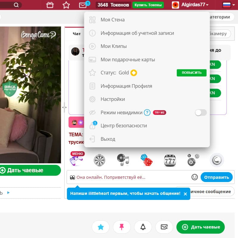 аккаунт bongacams